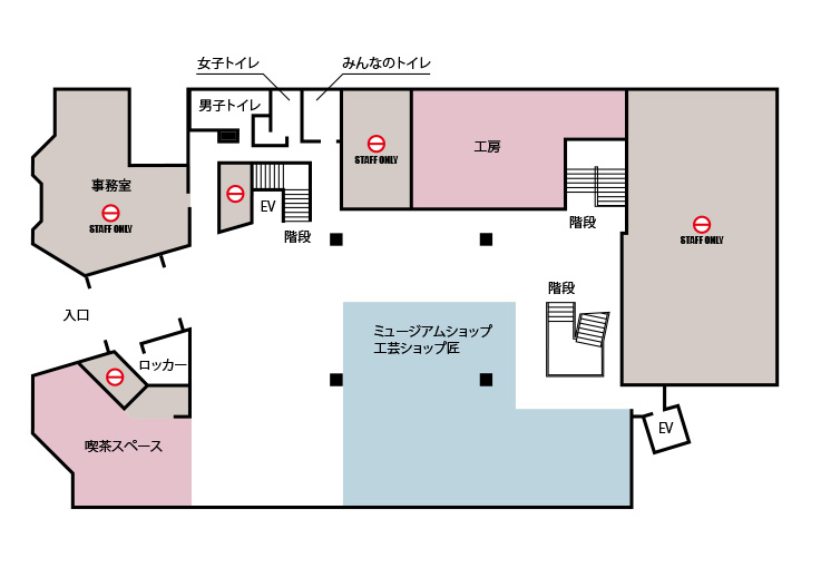 工芸館1階フロアマップ